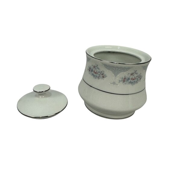 Sapphire By Silverie Sugar Bowl W/Lid Pink Blue White Flowers Platinum Trim - Picture 3 of 8